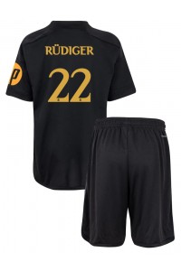 Fotbalové Dres Real Madrid Antonio Rudiger #22 Dětské Třetí Oblečení 2023-24 Krátký Rukáv (+ trenýrky)